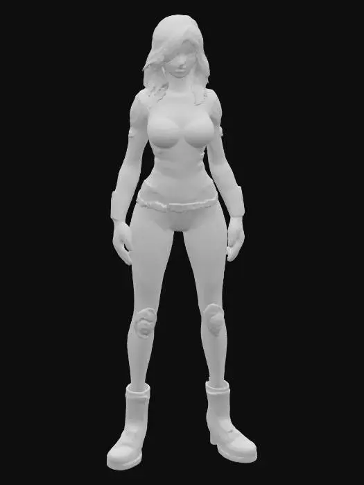 3D model for lauren phillips, in a scifi world, busty, pretty, redhead, empty handed
