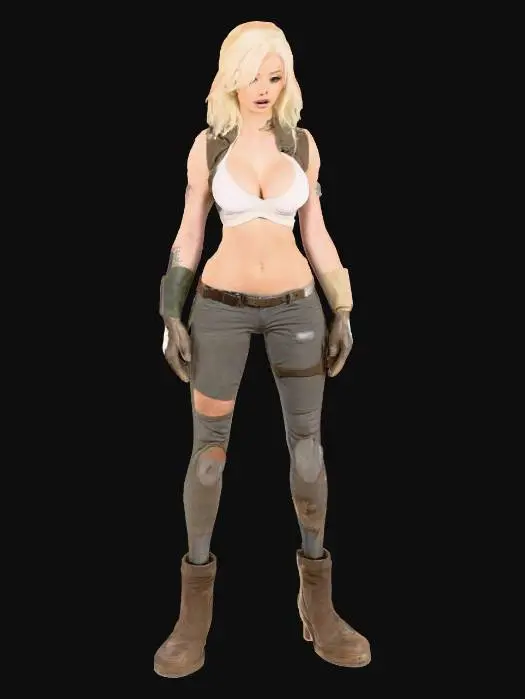 3D model for lauren phillips, in a scifi world, busty, pretty, redhead, empty handed
