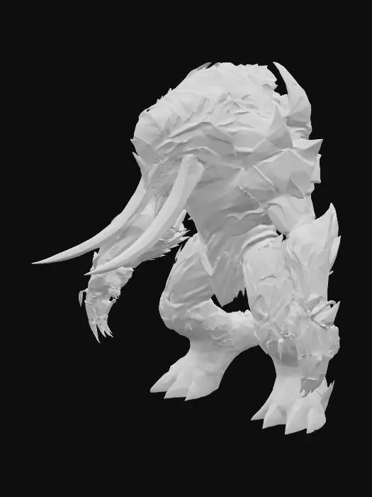 3D model for  a massive crystalline alien behemoth, quadruped, full bodied, powerful anti-mech, terrifying in stature and appearance, fierce, 