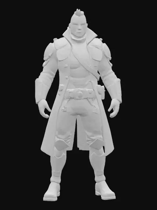 3D model for scifi john wayne, in the future,soldier in the new civil war. empty hands, full body, strong warrior, neo cyber cowboy in space