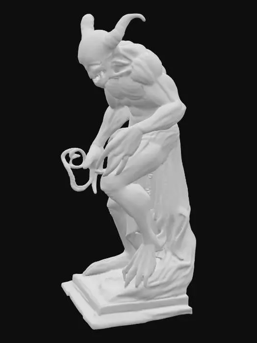 3D model for very high quality, ultra detailed, Michelangelo black marble, creepy scary statue
 