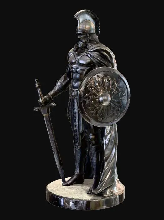 3D model for Atlantean/Sumerian esk statue of a hero in black marble