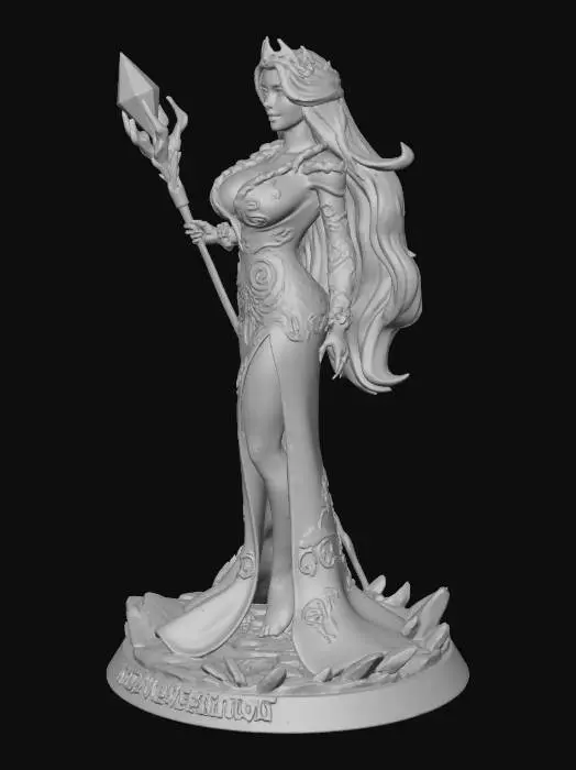 3D model for elsa jean dnd game piece, max clevage, trim, fantasy character,