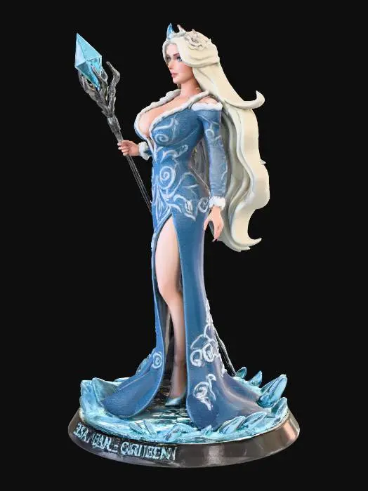 3D model for elsa jean dnd game piece, max clevage, trim, fantasy character,