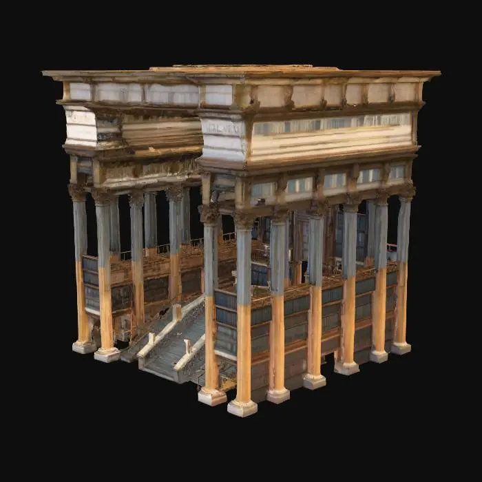 3D model for the library at alexandria,  photorealism, high detail, 4k quality