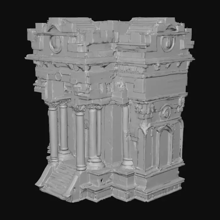3D model for Highly detailed, photo realistic, monolithic monument of ancient origins, temple for giants, what came before