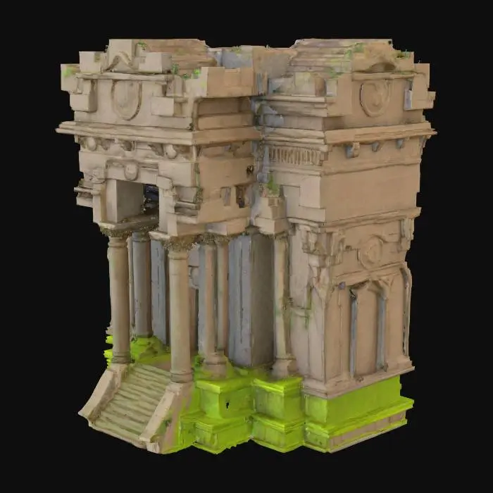 3D model for Highly detailed, photo realistic, monolithic monument of ancient origins, temple for giants, what came before