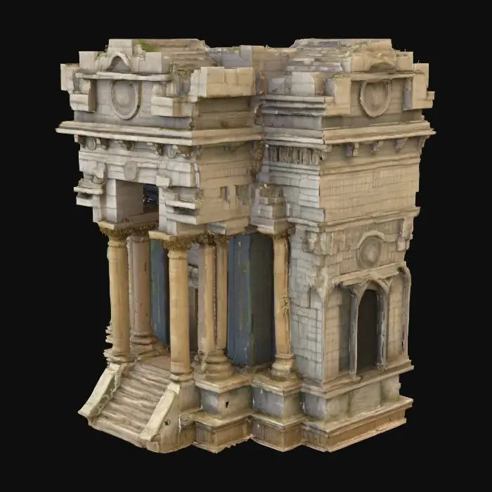 3D model for Highly detailed, photo realistic, monolithic monument of ancient origins, temple for giants, what came before
