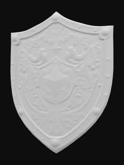 3D model for Основа щита выполнена в стиле средневековых рыцарских доспехов, с гербами и символами.

Поверхность щита покрыта жидкокристаллическим дисплеем, который показывает события из прошлого и будущего.

При активации щит создает энергетическое поле, которое может блокировать даже временные аномалии., #ChronoForgeWeapon#