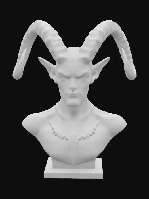 3D model for Baphomet, Anime, Ultra Realistic, Bust