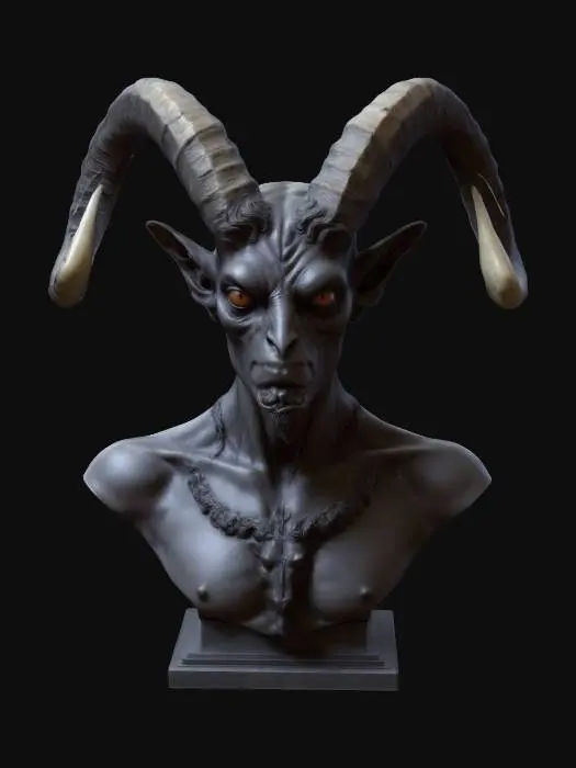 3D model for Baphomet, Anime, Ultra Realistic, Bust