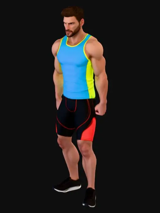 3D model for Potrzebuje osobę ubraną na sportowo do siłowni outdoorowej w pozycji stojącej