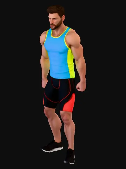 3D model for Potrzebuje osobę ubraną na sportowo do siłowni outdoorowej w pozycji stojącej