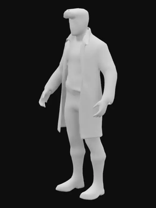 3D model for #realistic#, a high-res 3D model of a 1.79m athletic male in Symmetrical , game-ready T-Pose Standing. Ensure a toned, athletic build with defined abs and arms for Mixamo rigging. The character has short hair and wears a textured blue coat with a quilted pattern, knee-high boots, and light pants, reflecting the 1800s era ,also a small moustache. Focus on realistic attire and physique, with clear, proportional 5 fingers on each hand. Suitable for a historical game setting, 4K realism
