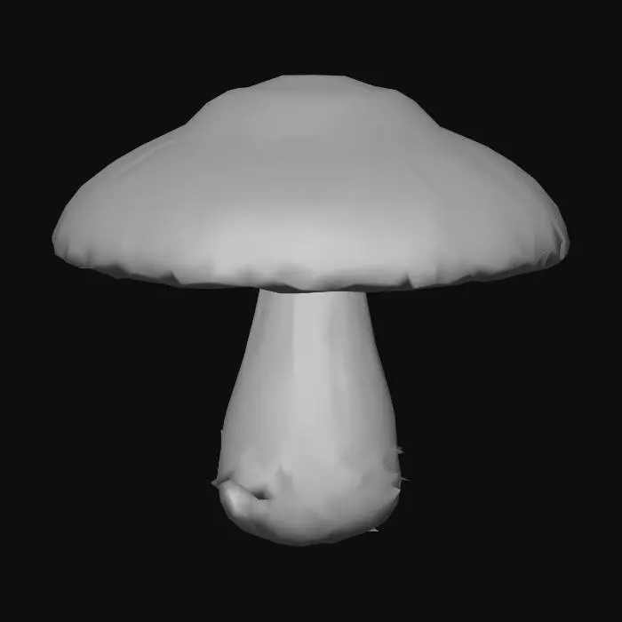 3D model for A hyper-realistic close-up photo of a mushroom with the same shape and texture as the reference: a thick curved stem, warm beige-to-brown tones, detailed wood-like patterns on the cap, natural surface imperfections, soft subsurface scattering, macro photography lighting, dramatic shadows, crisp PBR surface detail, 8k realism, dark studio background.
--style raw --ar 1:1 --v 6