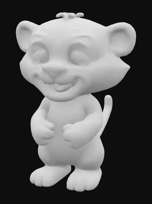 3D model for un simpatico personaggio tigre, grandi occhi, cartoonesco, stilizzato