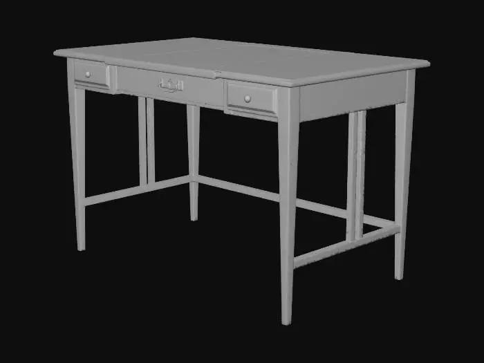 3D model for Vintage Oak Desk with Green Leather Inset