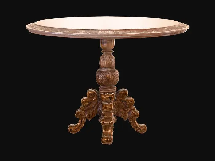 3D model for Ornate round table with carved pedestal