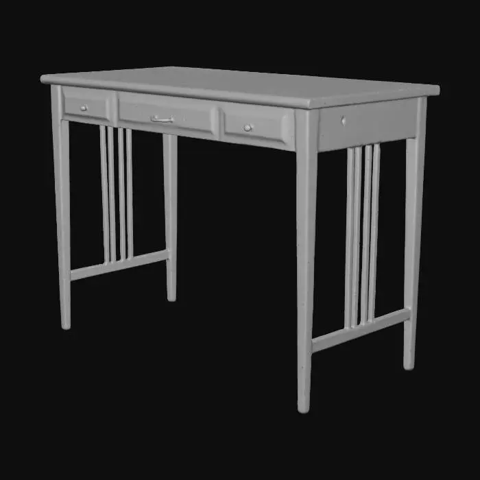 3D model for Vintage Oak Desk with Green Leather Inset