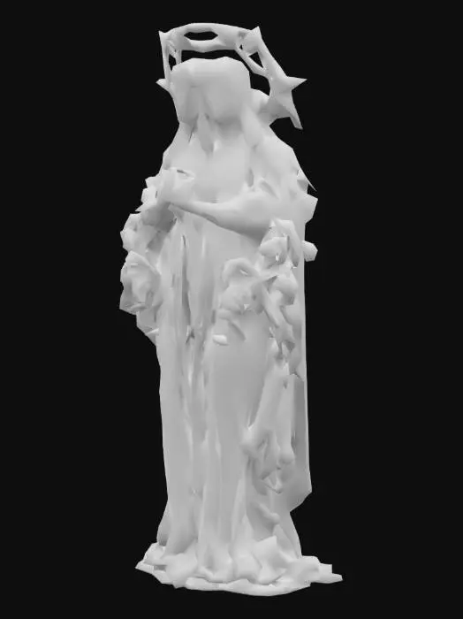 3D model for Virgin mary with thorns and roses for a background