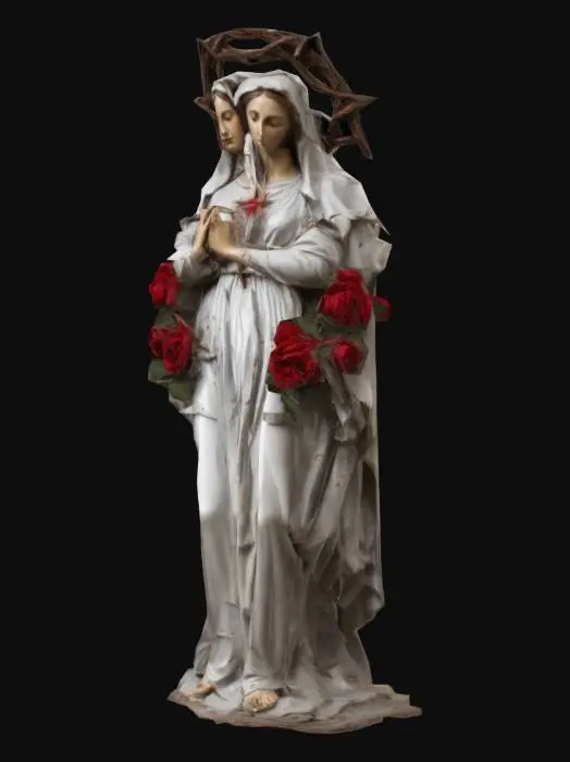3D model for Virgin mary with thorns and roses for a background