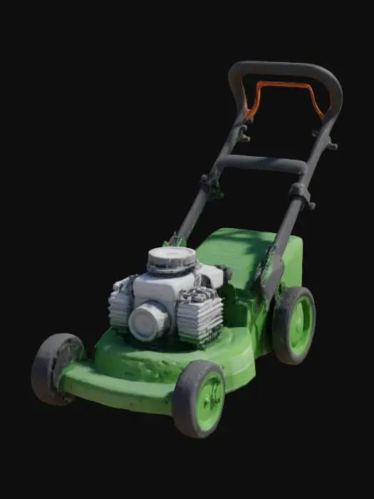 3D model for realistic petrol powered lawn mower with thick handle bars and clear block engine
have all handles and bars connected and thicker
make grass catcher one solid piece of plastic