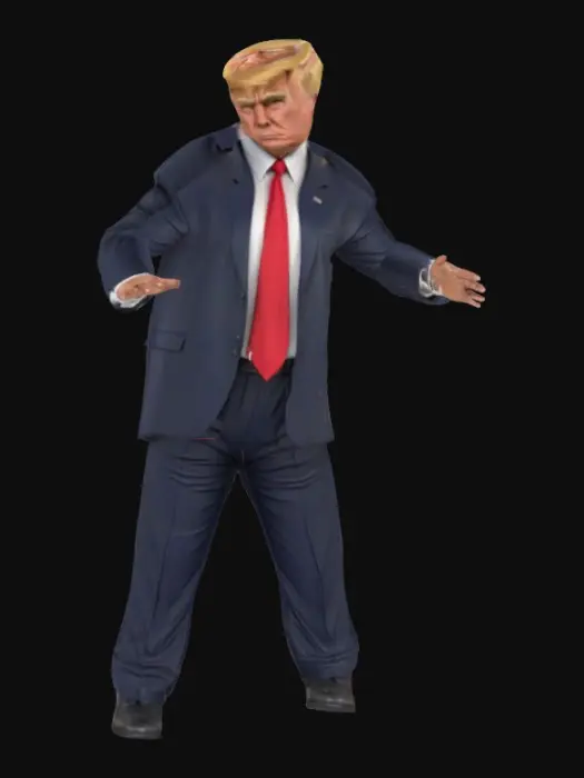 3D model for Realistic symmetrical Donald Trump, Doing T-Pose, arms out to sides. 