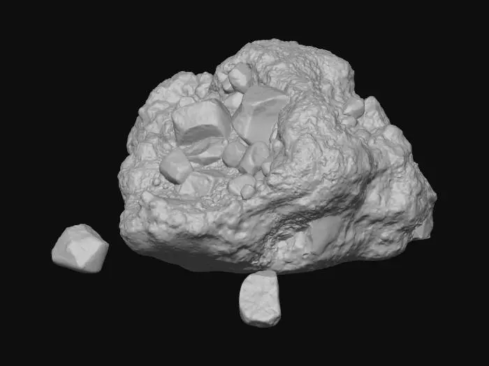 3D model for mining node with some chunks of gold sticking out