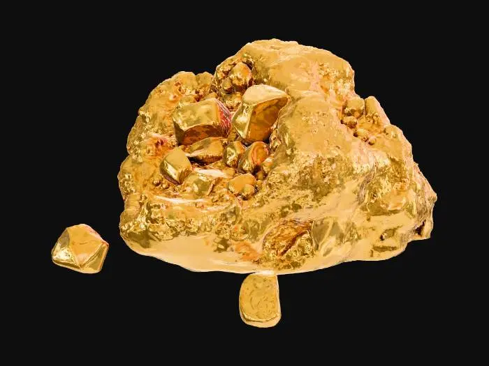 3D model for mining node with some chunks of gold sticking out