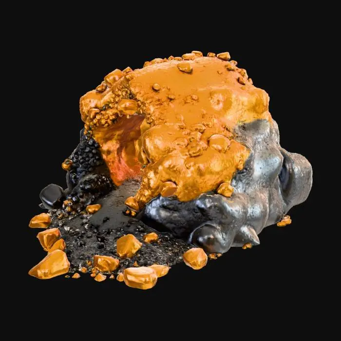 3D model for mining node with some chunks of gold sticking out