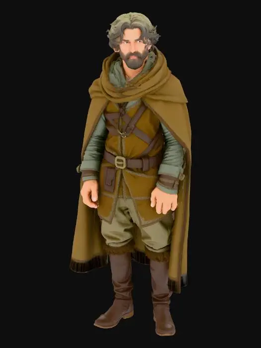 3D model for male; stowaway; 16th century; brown hair; disheveled