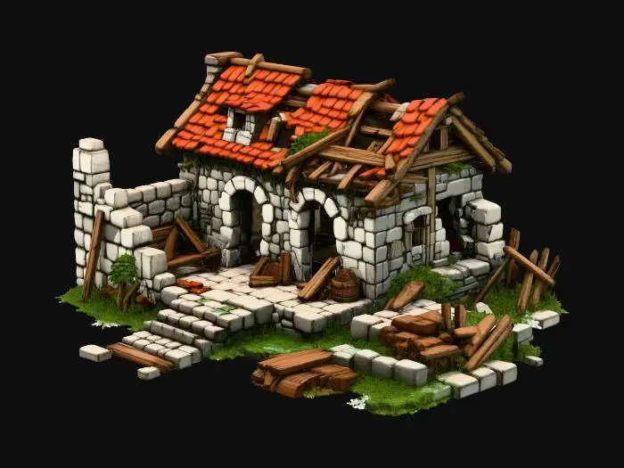 3D model for Ruined Stone Cottage