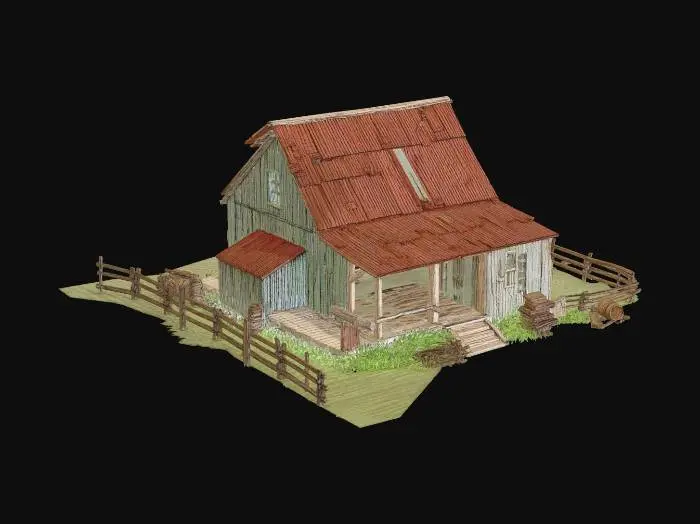 3D model for Old Tin Cottage on the Hill