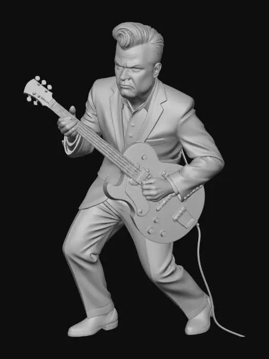 3D model for Guitarist in a blue suit