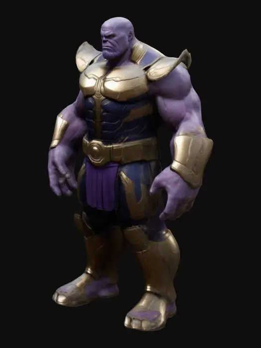 3D model for humanoid thanos, muscles, big arms muscles, armour, big open hands, marks and scratches on the armo unreal engine 5, highest quality, highest resolution, insane detailed, character design, z-brush, v-ray

