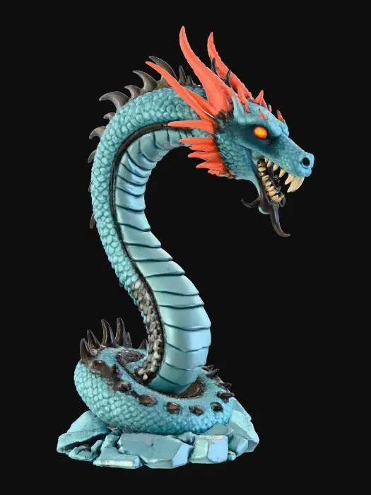 3D model for dragon headed snae made from lava rock