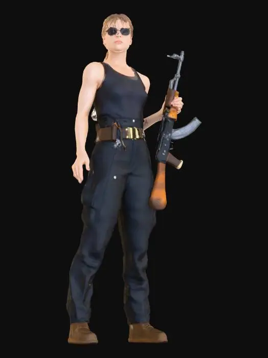 3D model for Action Heroine with Rifle