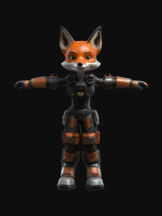 3D model for fox, hi-tech , slayer,cool ,height ,t-pose,sort,warrior,gear,gadget,jetpack
