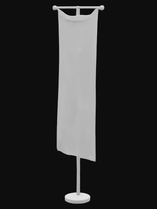 3D model for A tall Scottish saint Andrews banner with the blue background and a white diagonal cross on a golden pole