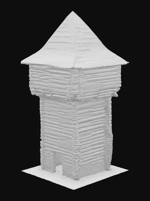 3D model for Wooden Watchtower with wooden arrow slates on the front