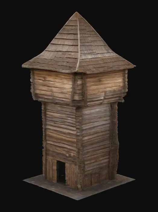 3D model for Wooden Watchtower with wooden arrow slates on the front