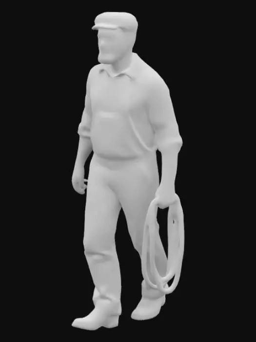 3D model for 1930's U.S. River Barge worker, walking