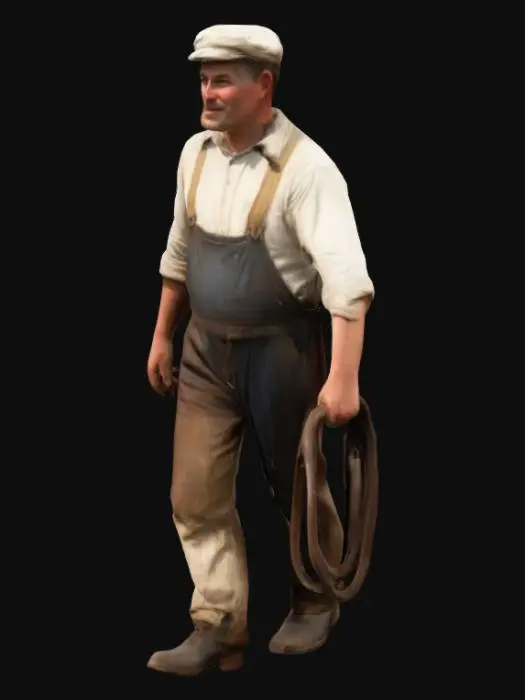 3D model for 1930's U.S. River Barge worker, walking