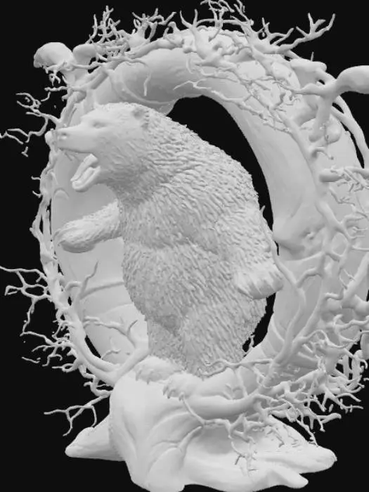 3D model for Brown bear on a circle 