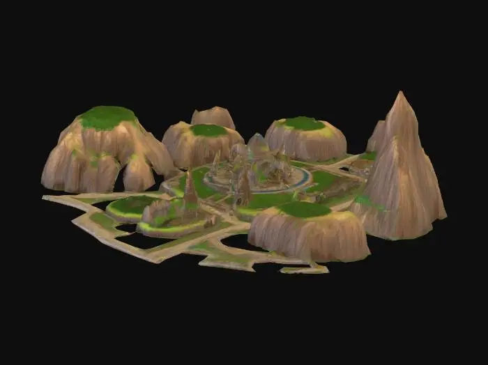 3D model for small sci fantasy open woorld game map