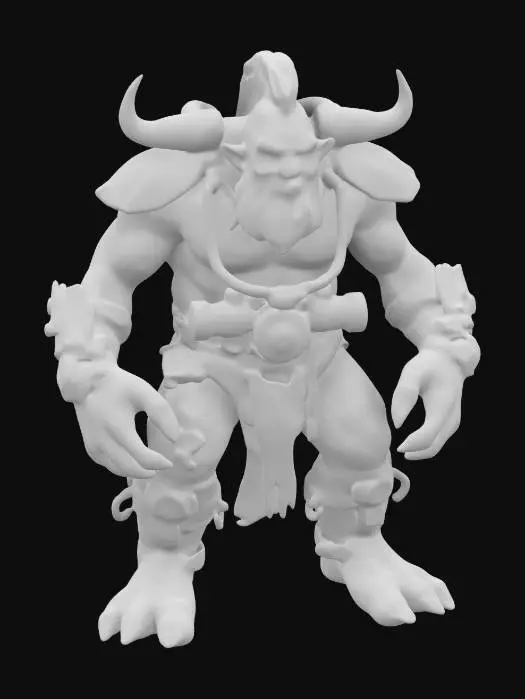 3D model for Imagine a 3D model of a 10th-century dark fantasy troll, towering and fearsome, with gas-punk biomechanical enhancements. Its rugged green-gray skin harbors a complex gas engine, with brass pipes and whirring gears seamlessly integrated into its sinewy form. Inspired by Vallejo, Frazetta, and Brom, this troll is a terrifying embodiment of power.