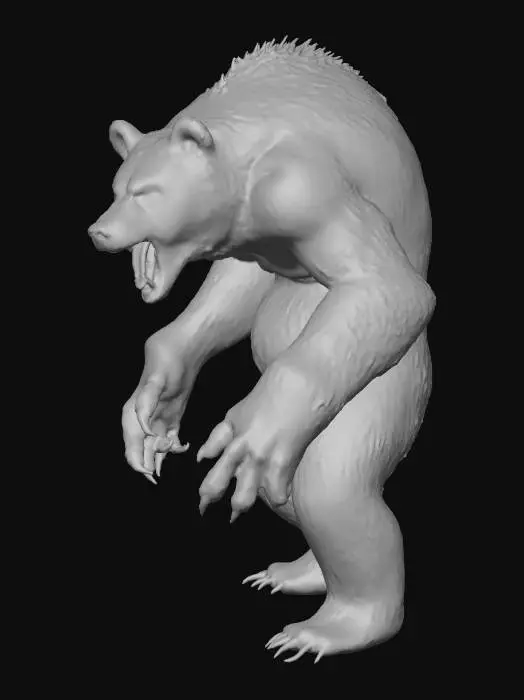3D model for infected mutated creature scary terrifying monster version of a bear that walks on two legs and is bipedal