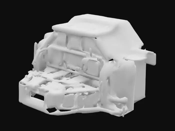 3D model for The object features a complex array of gauges, switches, levers and screens in a rugged, industrial cockpit layout, exhibiting a metallic and utilitarian texture, all of which is for piloting a mech, #ChronoForgeWeapon#