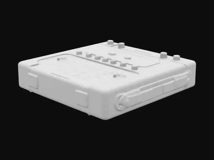 3D model for a vintage cyberdeck with buttons and interfaces. Sci-Fi, Industrial, Cyberpunk, Ultra Realistic.