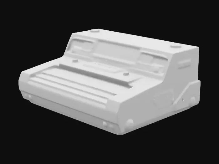 3D model for a vintage cyberdeck with buttons and interfaces. Sci-Fi, Industrial, Cyberpunk, Ultra Realistic.